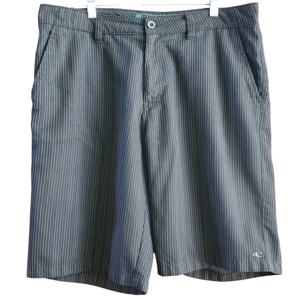 O'Neill Mens Chino Shorts W36 XLarge Black With Gray Stripes